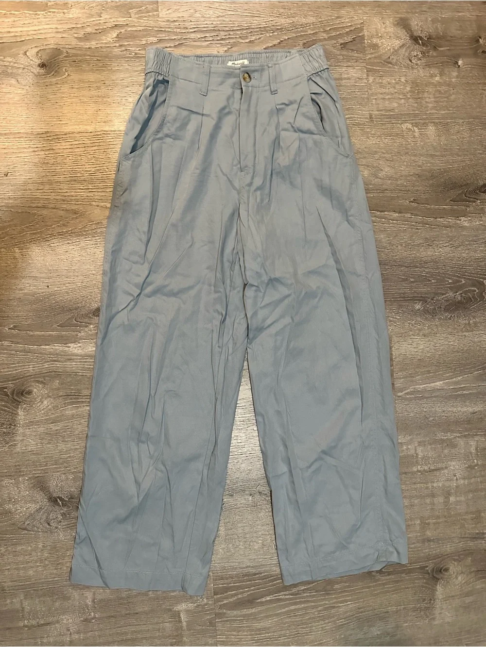 Madewell High-Rise Pleated Wide Leg Trousers Blue Size 6